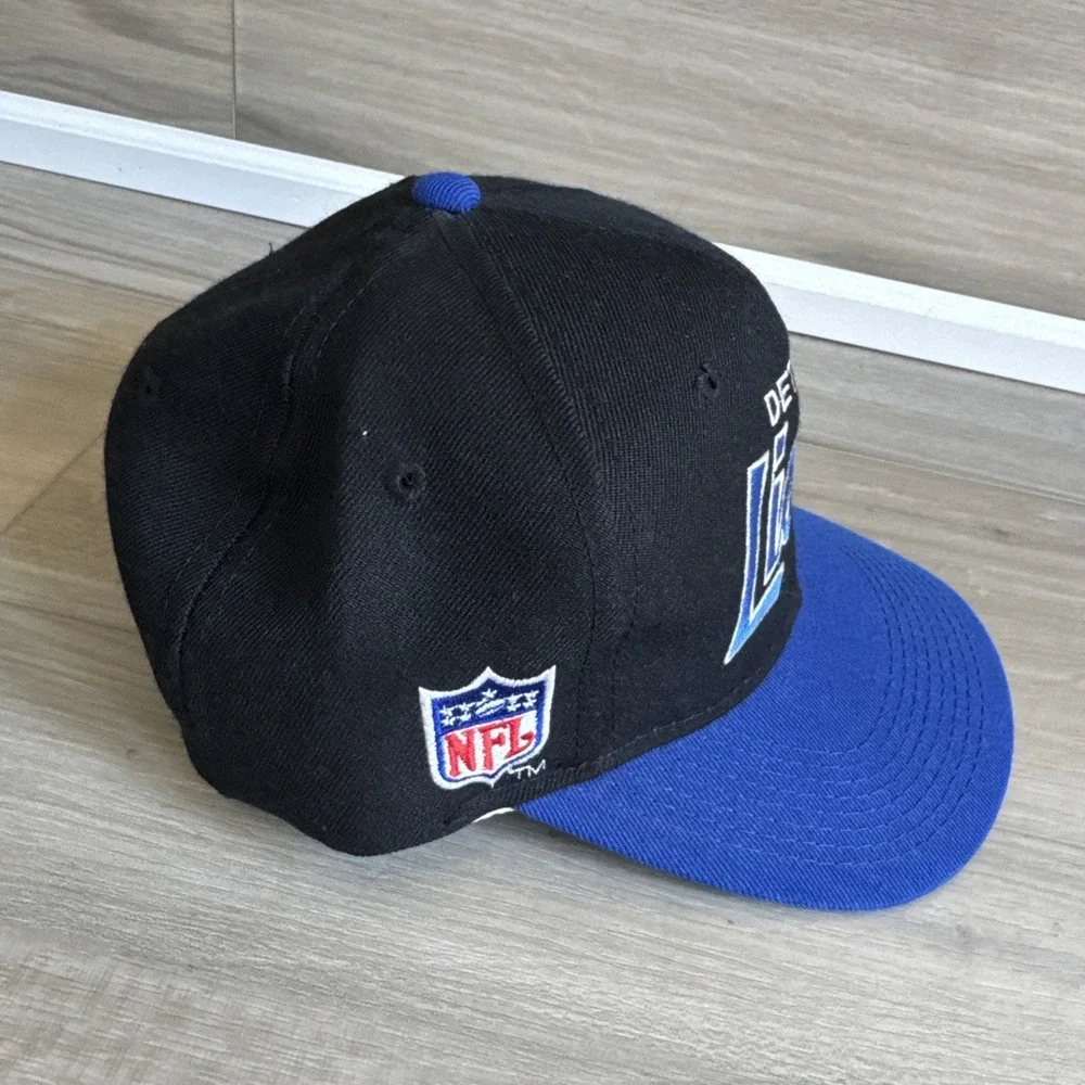 Vintage Sports Specialties Detroit Lions Script Hat Snapback NFL Black Wool‎ Cap